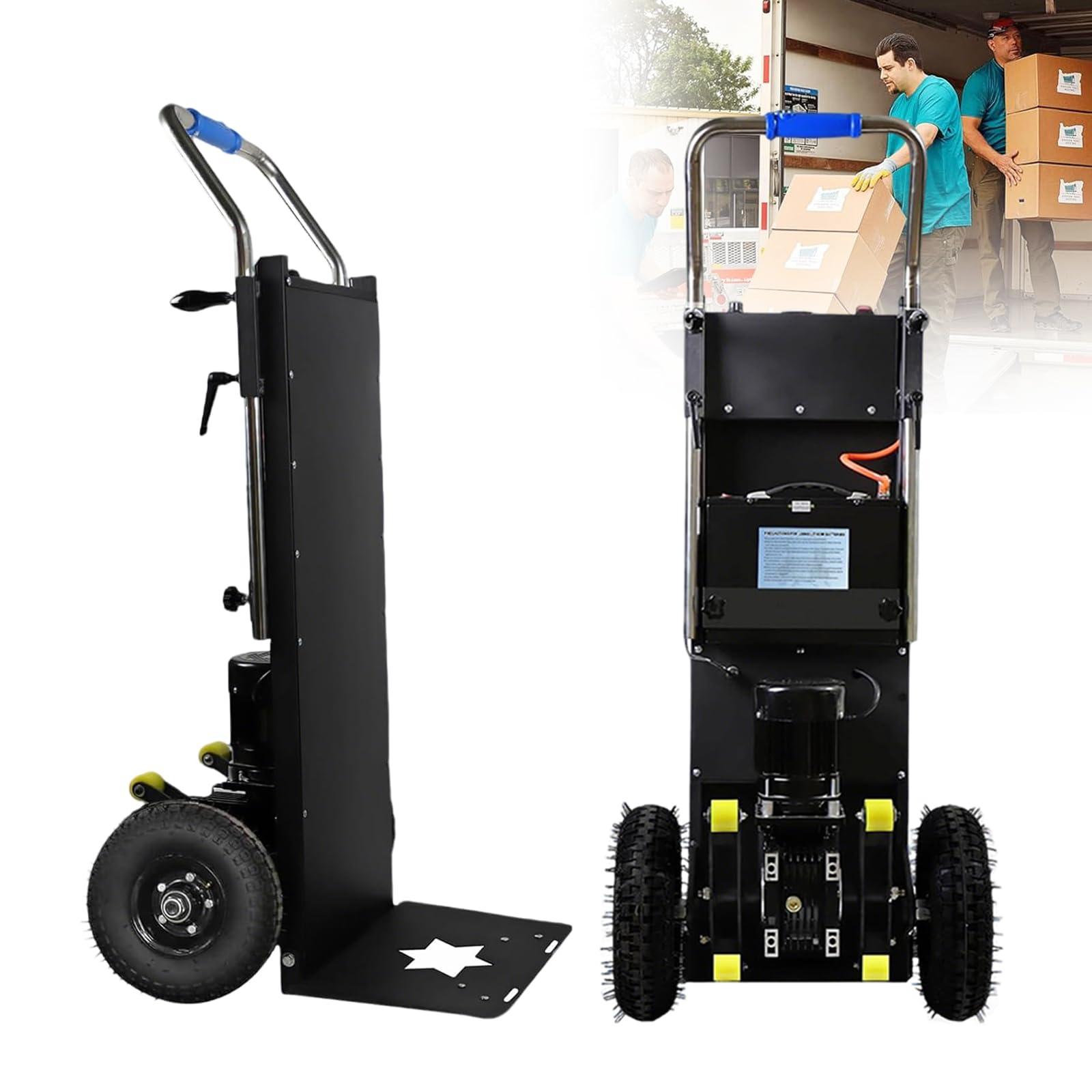 UYSELA Electric Wheelbarrow, 1200W Portable Electric Stair Climbing Trolley, Load 400 kg, Folding Trolley for Up and Down Stairs for Logistics Distribution Warehouse