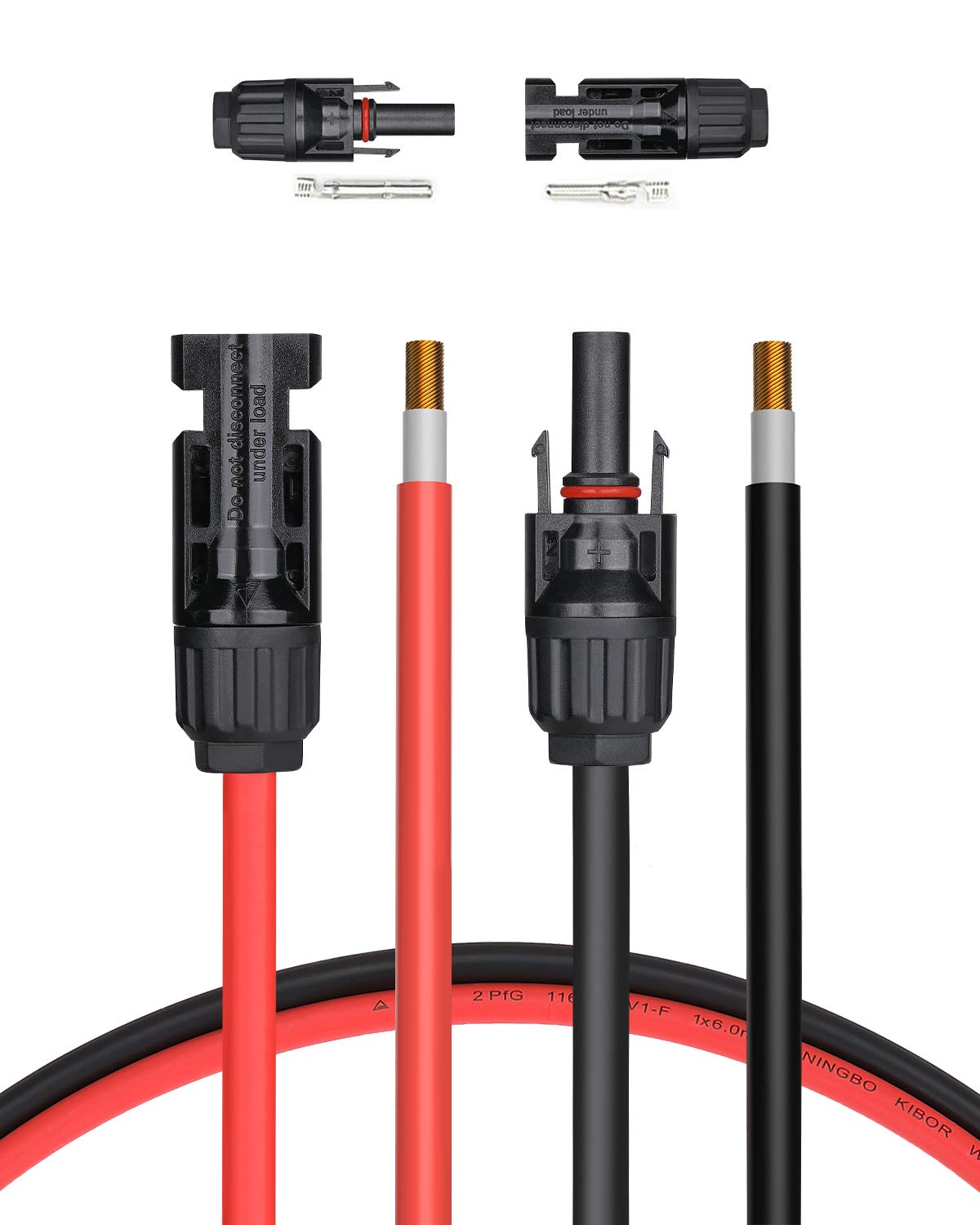 bougerv 20 feet 10awg solar extension cable with female and male connector with extra pair of connectors solar panel adaptor kit tool 20ft red  20ft black
