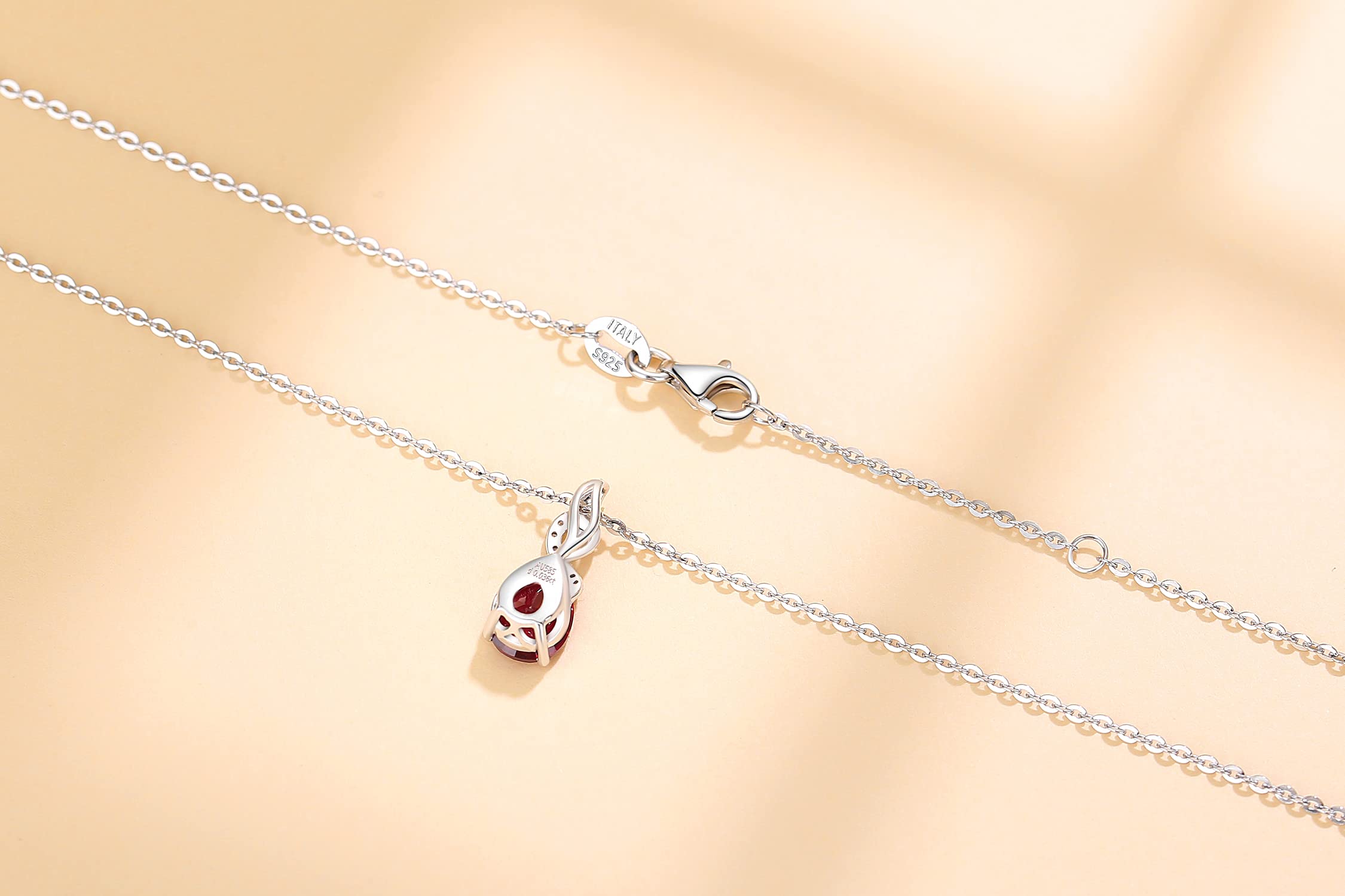 FANCIME Solide 14 Karat 585 Weiß Gold Anhänger Kette mit Tropfen Edelstein 0.28ct Diamant Geschenk Schmuck für Damen, 925 Silber Kettenlänge: 40 + 5 cm