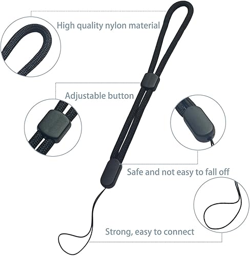 Miniatura 3 de yuntop 5 cordones de muñeca, correa de muñeca de 8.8 pulgadas, correas de nailon ajustables para teléfono celular, cámara, GoPro, PSP, unidades