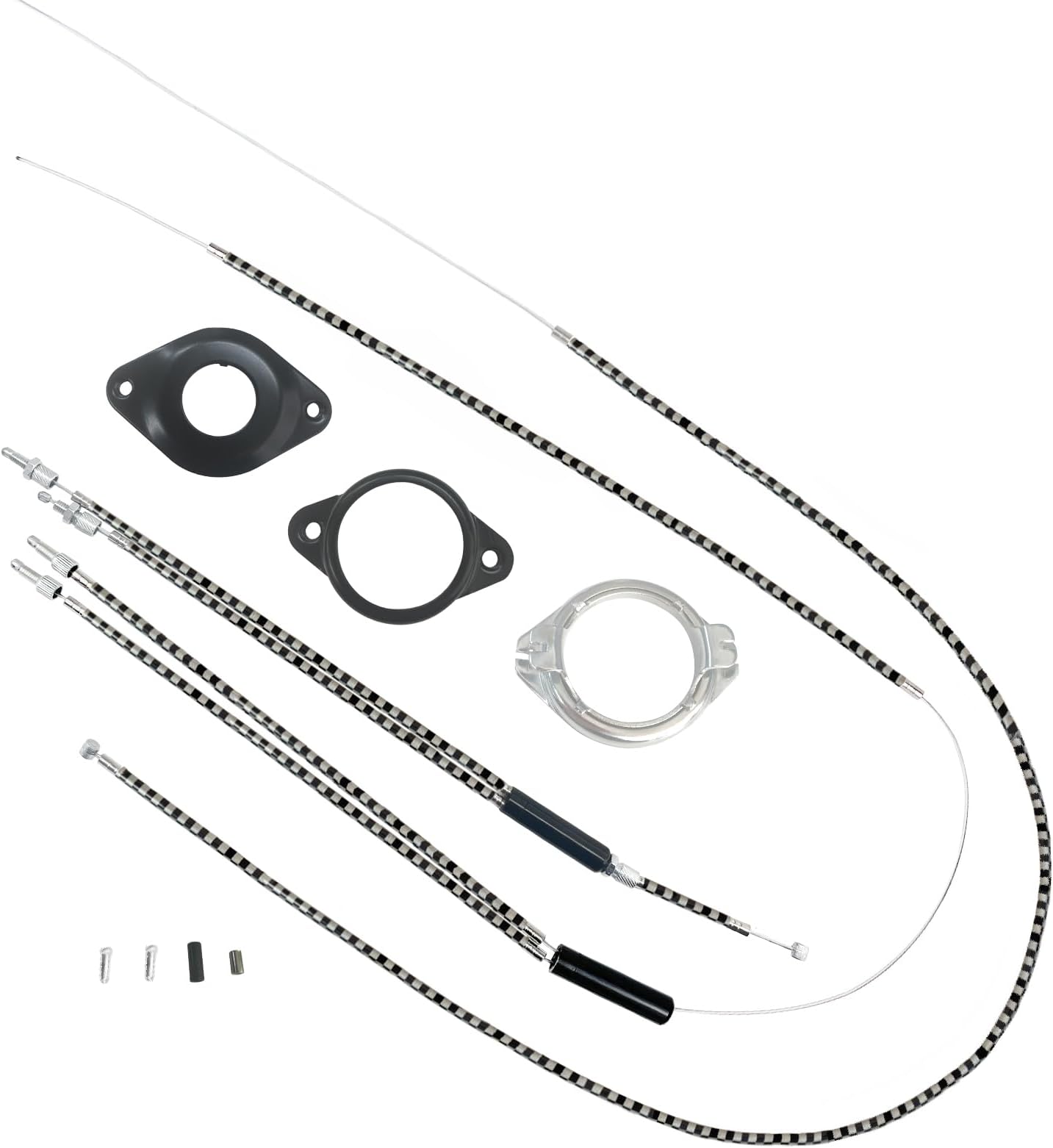 GATWOEST Pro-grade BMX Bike Gyro Brake Cables Front + Rear (Upper + Lower) with Spinner Rotor Full Kit Bmx Bicycle Brake Lines Set Cable Wire&Housing -Stable,Flexible and Long-lasting- Black&White