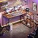 Huuger 47 Inches L Shaped Desk, Computer Desk with Reversible Storage Shelves, for Gaming Corner Home Office Writing Study, Metal Frame, Rustic Brown