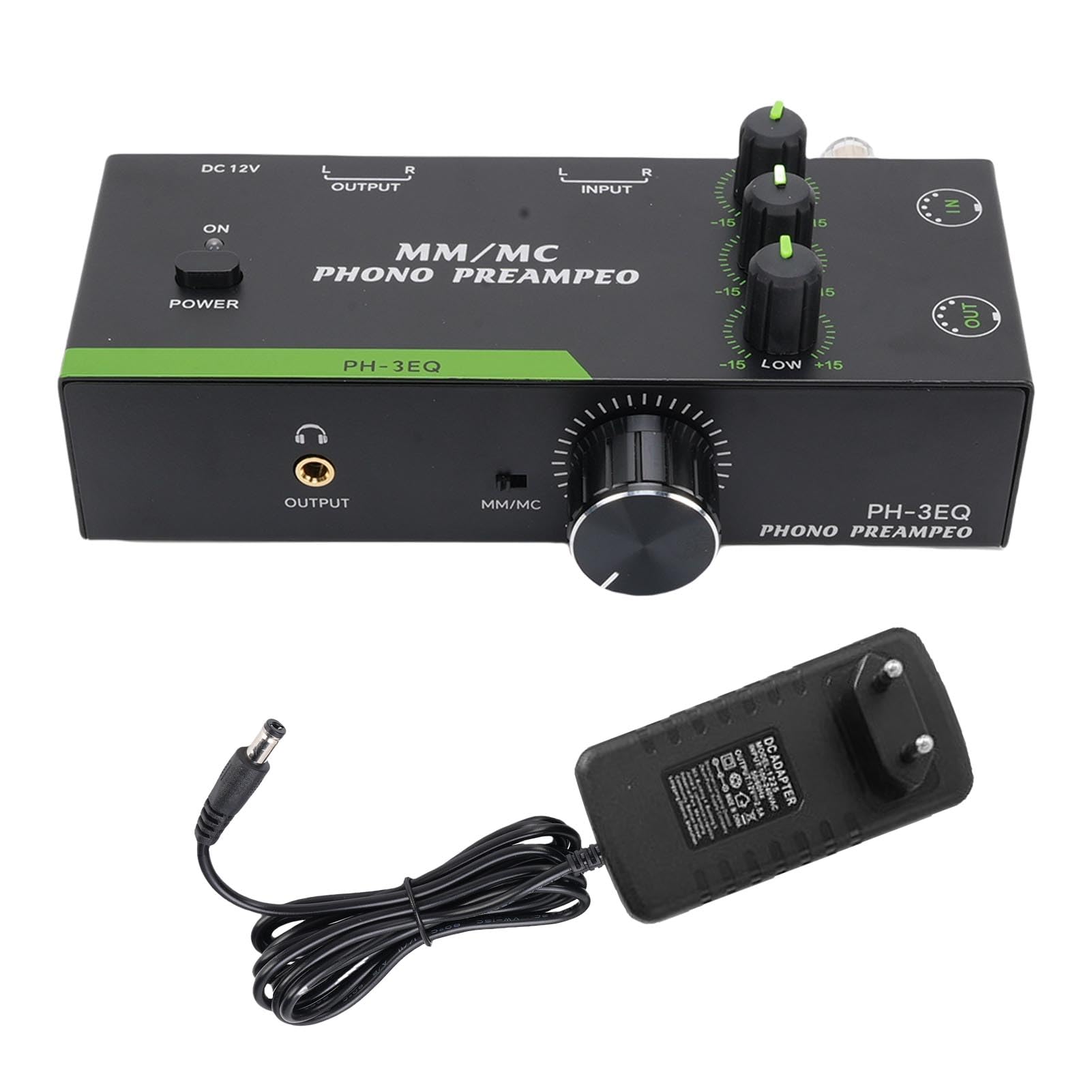 Keenso Preamplificatore Fono, Struttura in Metallo, Regolabile a 3 Bande, Uscita Ingresso XLR, Compatibile con Giradischi per Audiofili (Spina UE da 100 a 240 V)