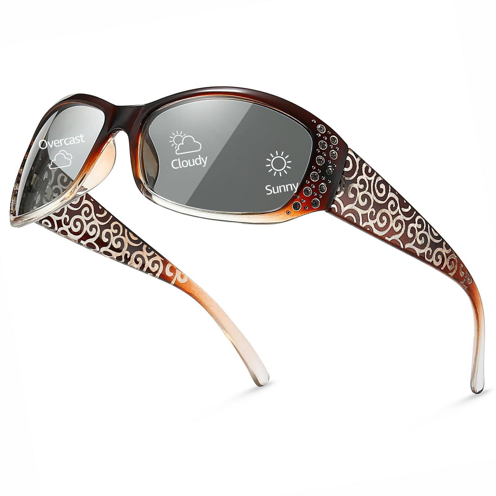 Myiaur Selbsttönend Sonnenbrille Damen Modischen Photochrome Polarisierte Wrap Around Sonnenbrillen mit UV400 Schutz für Autofahren