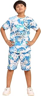 Ninos Dreams Boys Cotton T-shirt & Shorts Coord set/Boys' Soccer Ball - Dinosaur Print Cotton Coord Set - Casual Summer Te...