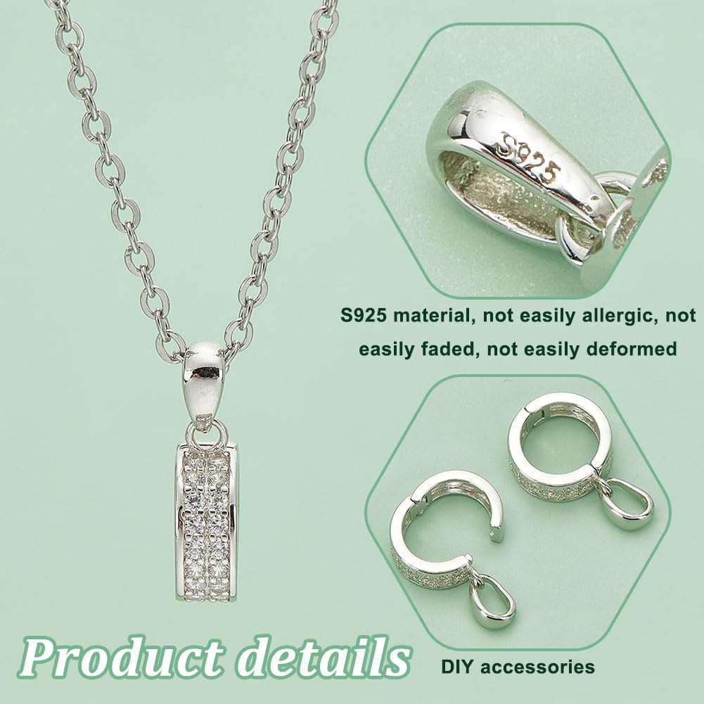 PH PandaHall 925 Sterling Silver Enhancer Clasp, Necklace Enhancer Shortener Jewelry Clasps Connector Bracelet Clasp Pendant Spring Clasps for DIY Jewelry Findings Crafts Making, Platinum - Image 4