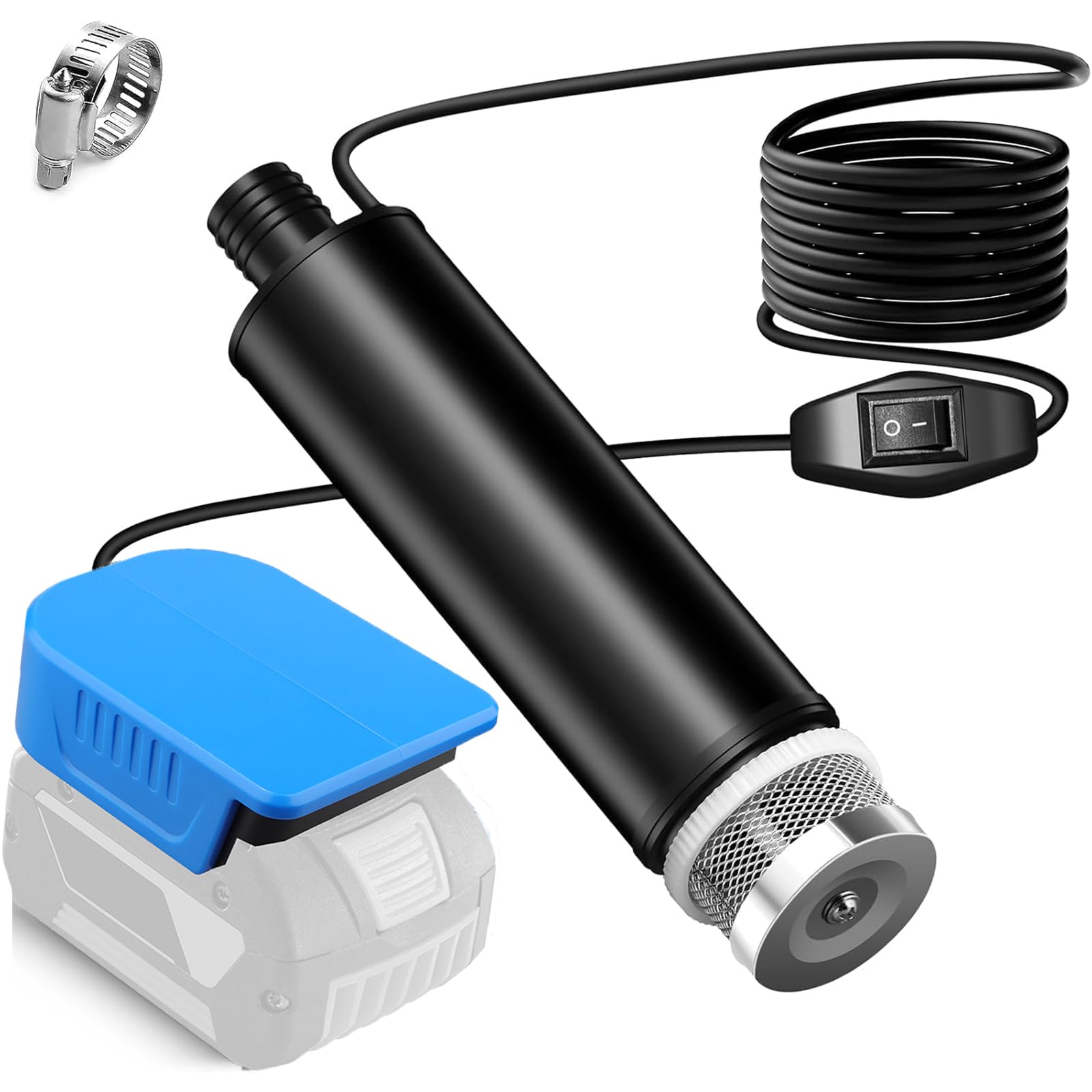 TPDL Pompe à eau pour batterie Bosch Professional 18 V BAT, 120 W 12 V, avec câble de 5 m et interrupteur, pompe d'aspiration d'huile portable, submersible pour Gardena, piscine, jardin, lavage de