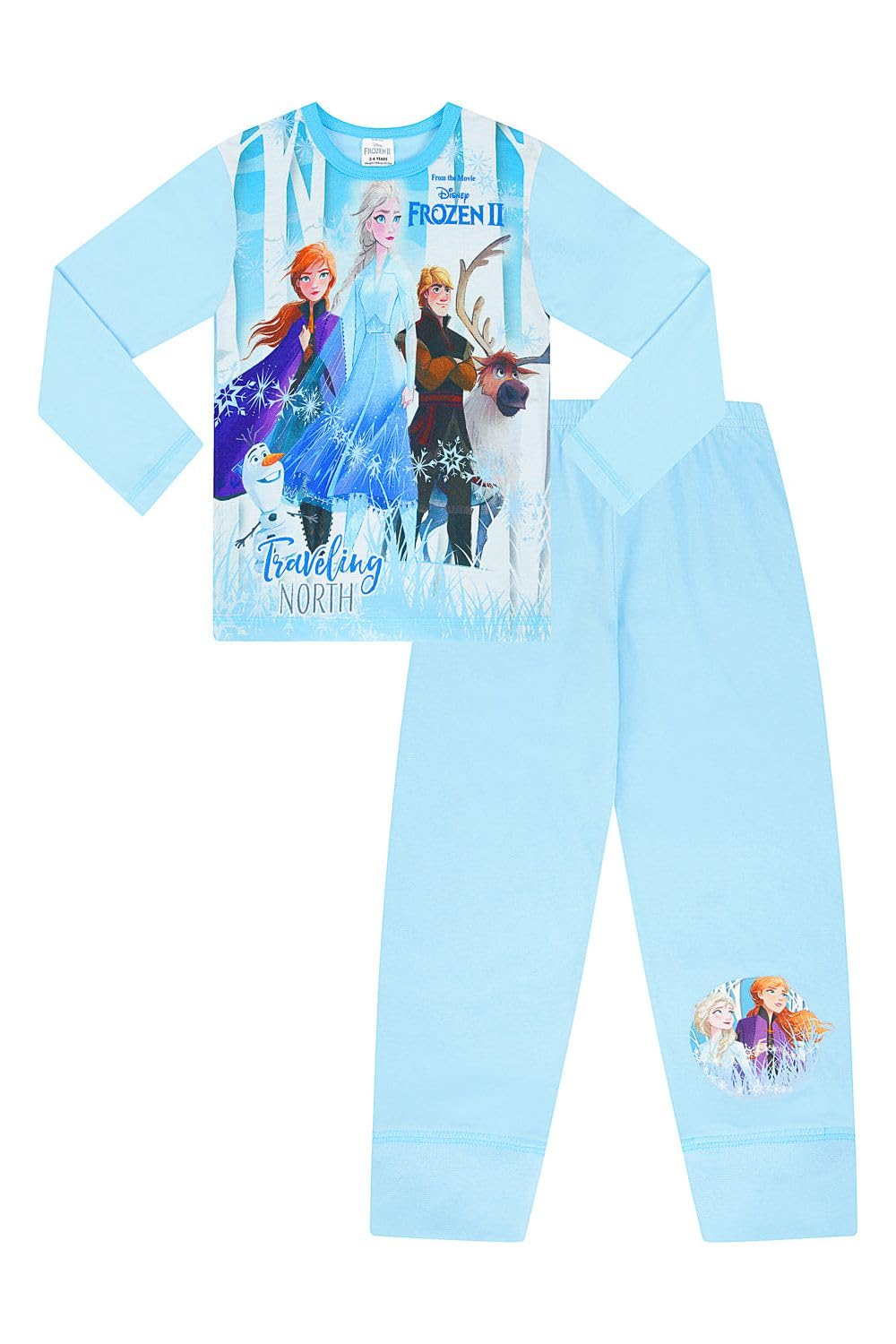 Disney Girls Blue Frozen 2 Pyjamas 2-10 Years Olaf Anna Elsa Kristoff Sven (2-3 Years)
