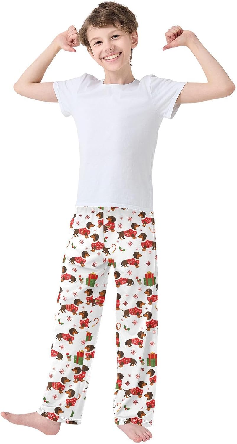 Pfrewn Christmas Winter Pajama Pants Xmas Pattern Long Sleep Lounge Bottoms for S-XL - Image 3