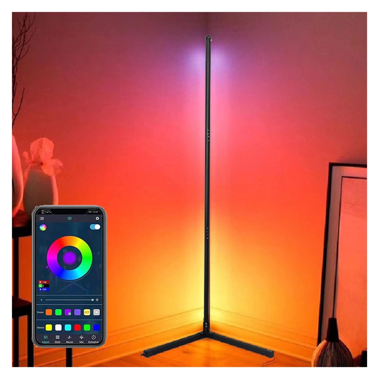 Salon Narożna Lampa Podłogowa 150 LED Smart RGB Nastrojowe Światło Do Sypialni Nordic Home Decor Stołowa Oświetlenie Wnętrza Stojaka EnergooszczęDne O Wysokiej WydajnośCi
