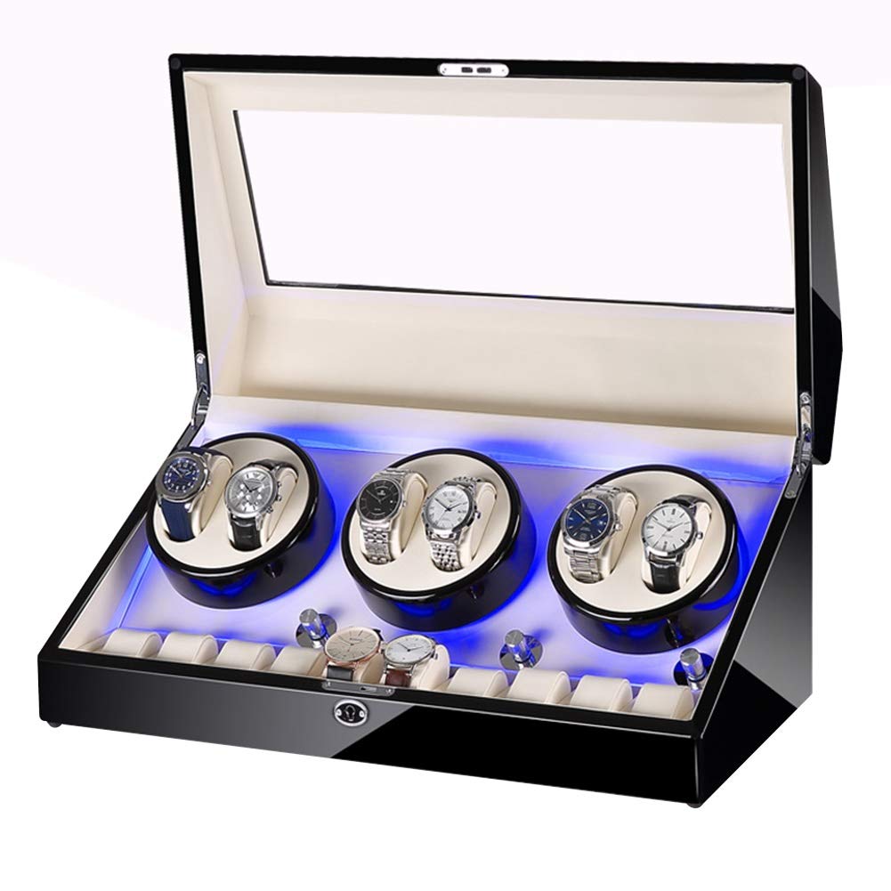 CGCSYZ Automatic Watch Winder Case,6 +10 Storage Display Box Case With Extremely Silent Motor,5 Rotation Mode Settings,Suitable For Most Wrist Watches (A)