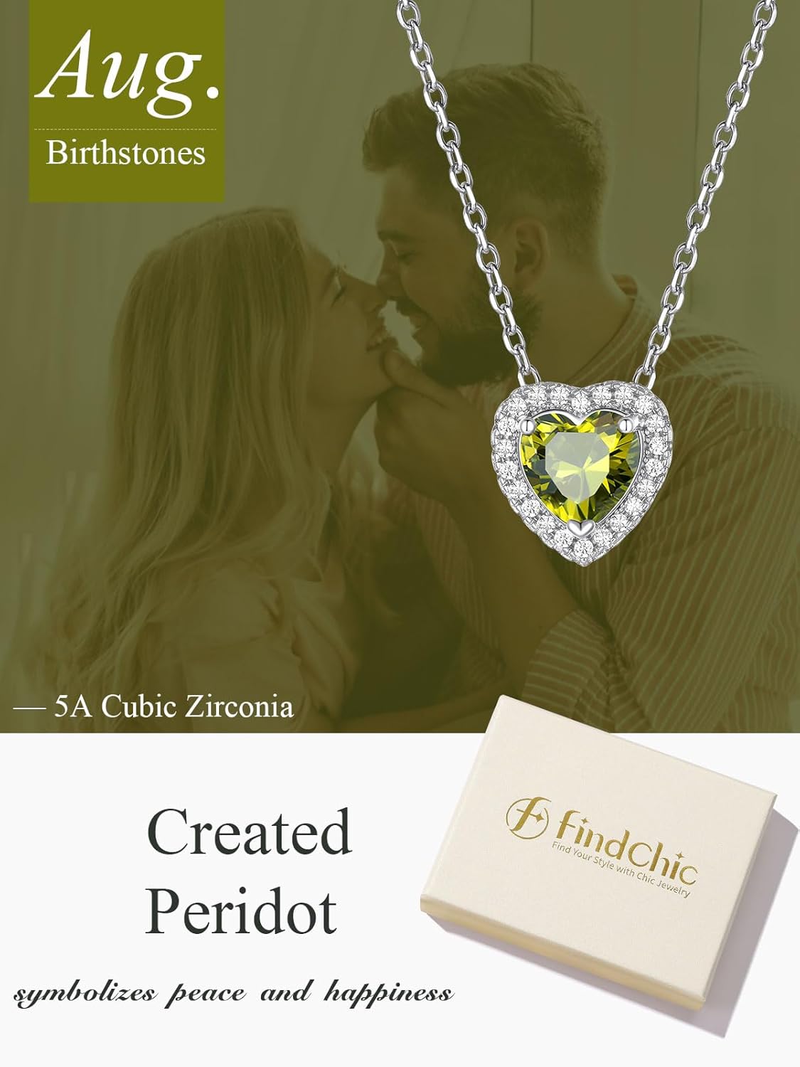 FindChic Dainty Heart Birthstone Necklace for Women Mom Girls Platinum Plated CZ Pendant Sparkly Birthday Anniversary Valentine's Gifts for Her Mom, with Gift Box - Image 6