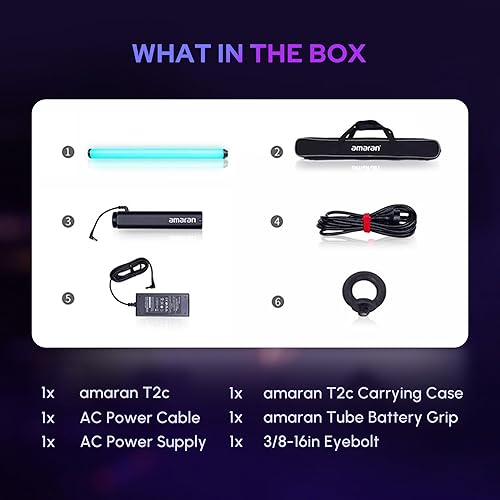 Miniatura 9 de Aputure Amaran T2C Tira de luz LED RGBWW 2500K a 7500K, Soporte para APP y Control DMX (T2C 20W 60CM23.6pulg)