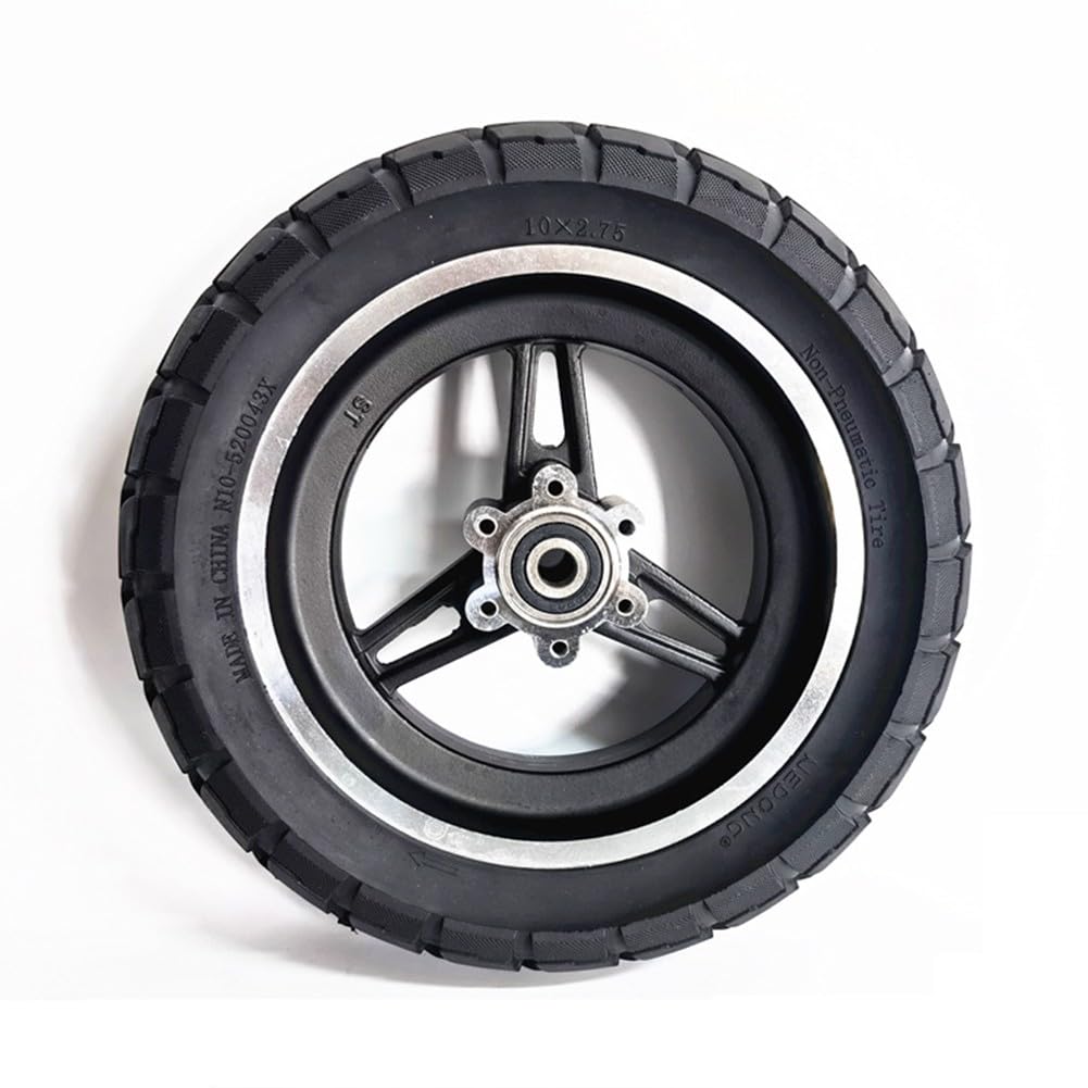Volante de 10 pulgadas con neumáticos de goma maciza, 10 x 2,70 – 6,5/70/65-6,5 para scooter eléctrico ¨C Offroad-f?hig, incluye disco de freno (140 mm), rueda de goma negra