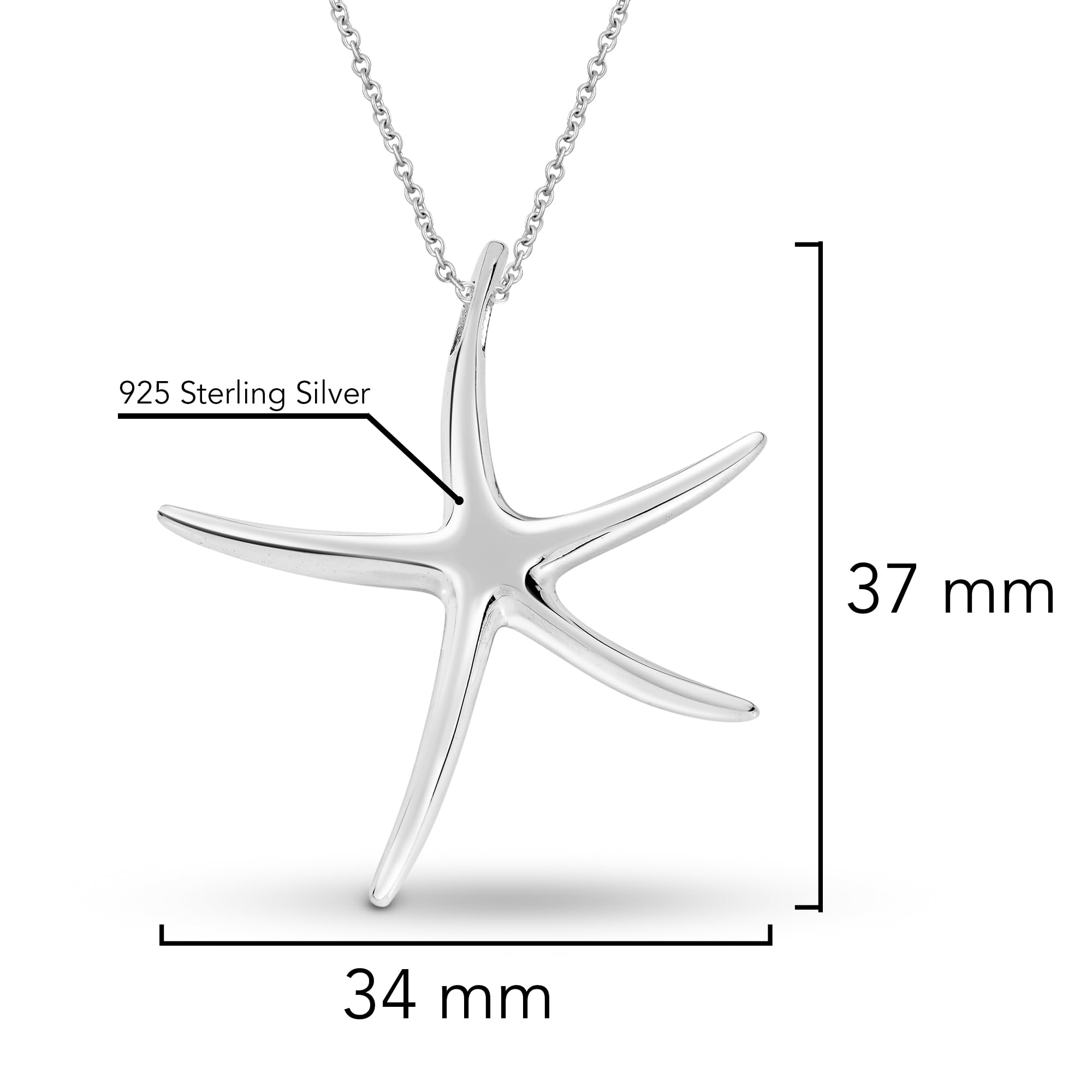 AeraVida Juguetón Baile De Estrella De Mar .925 Collar Con Colgante De Plata Esterlina