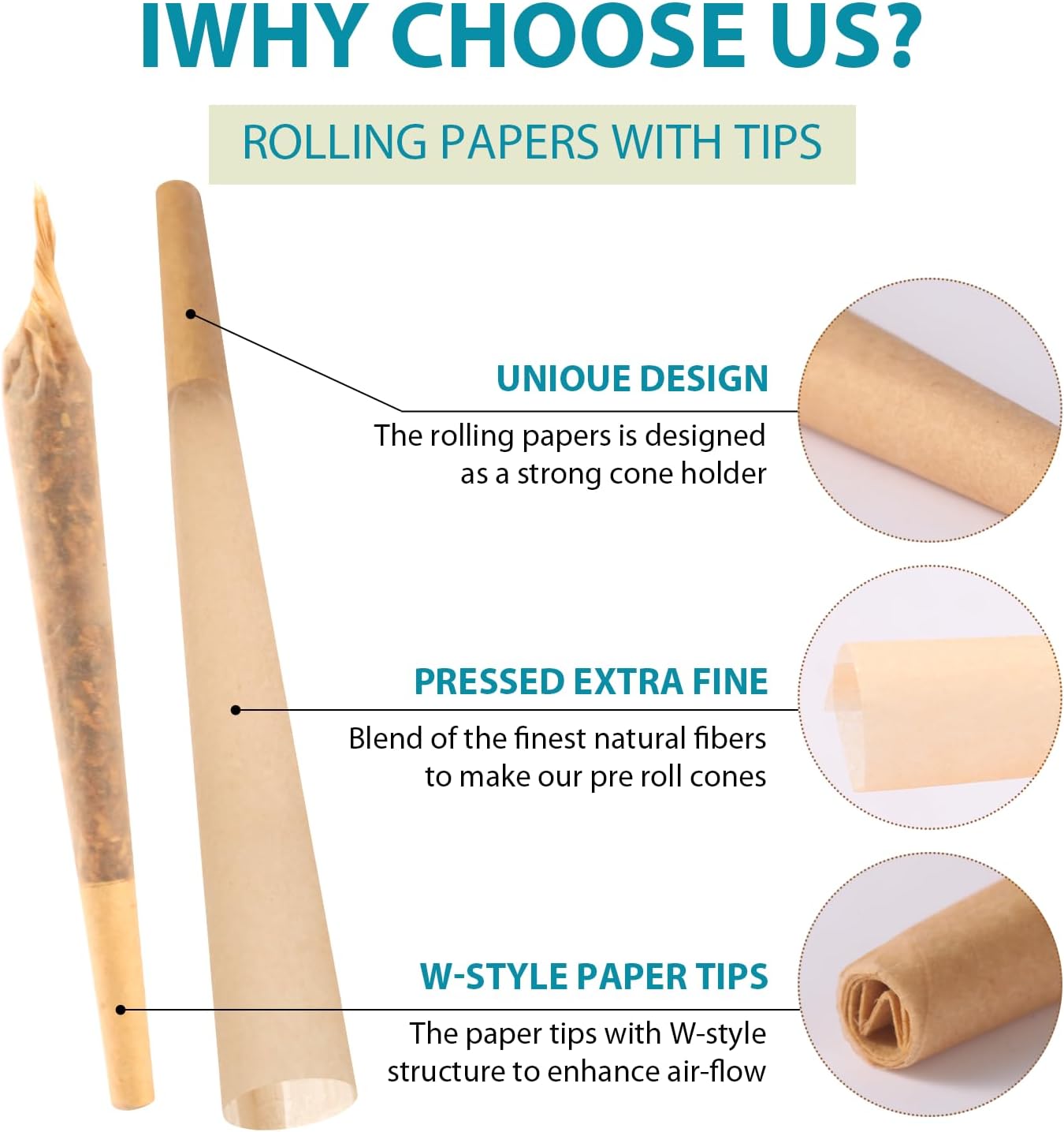 300 Pack Pre Rolled Cones | Natural Slow-Burning Cones Rolling Paper | 84mm 1 1/4 Rolling Paper | Bong |