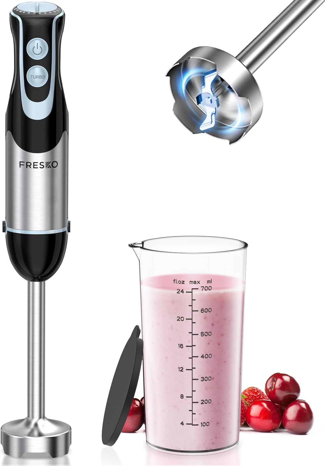 Michelino Frullatore A Immersione 5 Pezzi – 250 W, Set Con Accessori, Colore Bianco