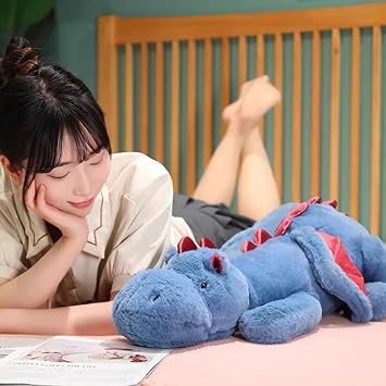 Weighted Stuffed Animals 65CM 0.9KG, Soft and Sturdy Weighted Dragon Plush for Kids and Adults, Small Blue Dragon Stuffed Animal