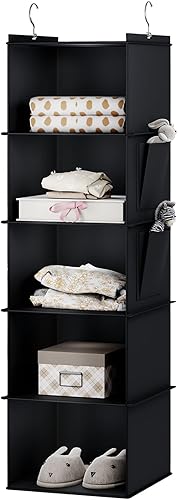 Miniatura 9 de YOUDENOVA Organizador colgante de armario, 5 estantes de almacenamiento para colgar, color gris Gris,Beige,Negro -,Rosa