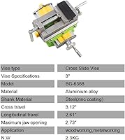 Vista 5 de 3" Cross Slide Drill Press Vise 2 Way X-Y Compound Vise Mill Drill Press