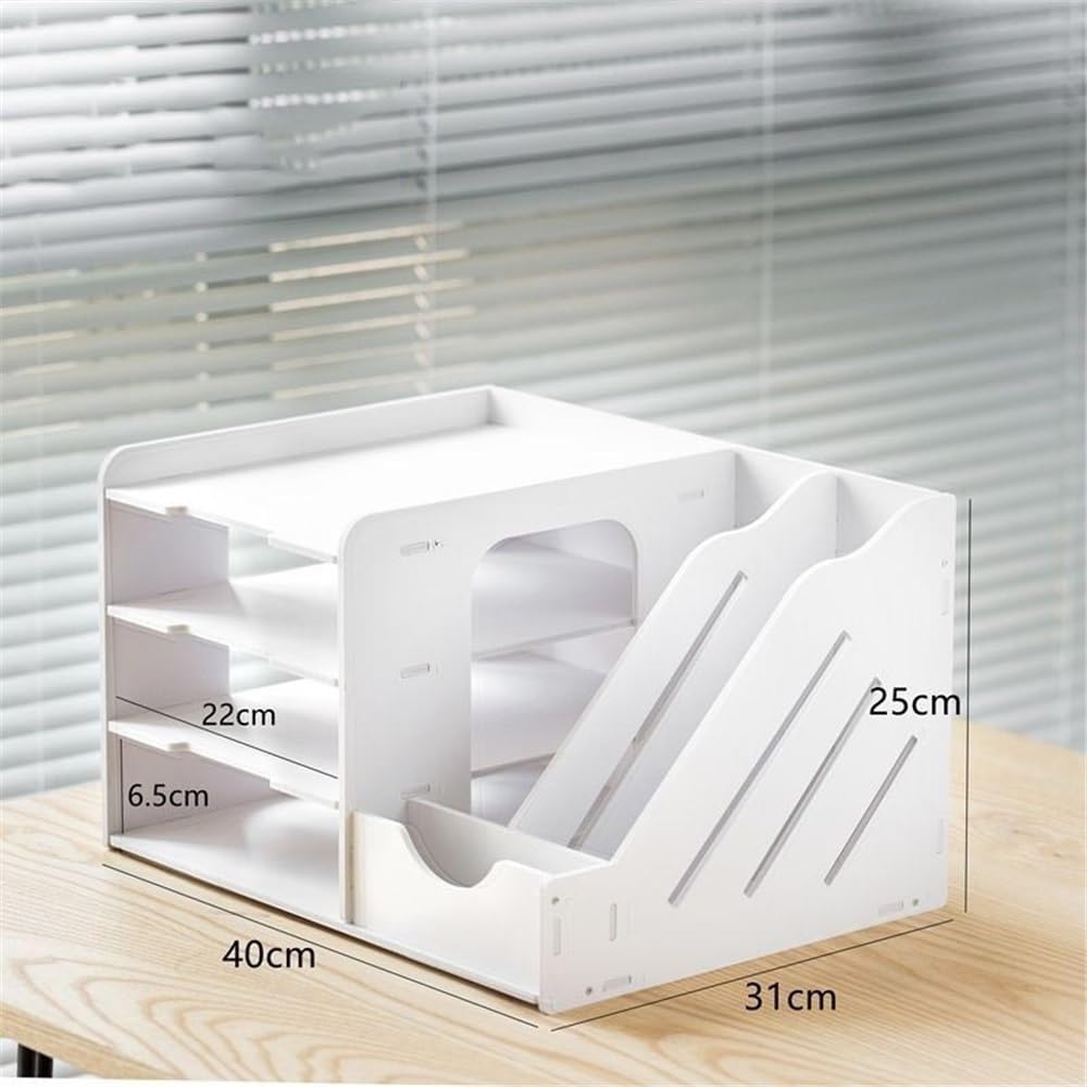 フォルダーオーガナイザー デスクオーガナイザーとアクセサリー、ファイルホルダー付き4段ペーパーレタートレイオーガナイザー