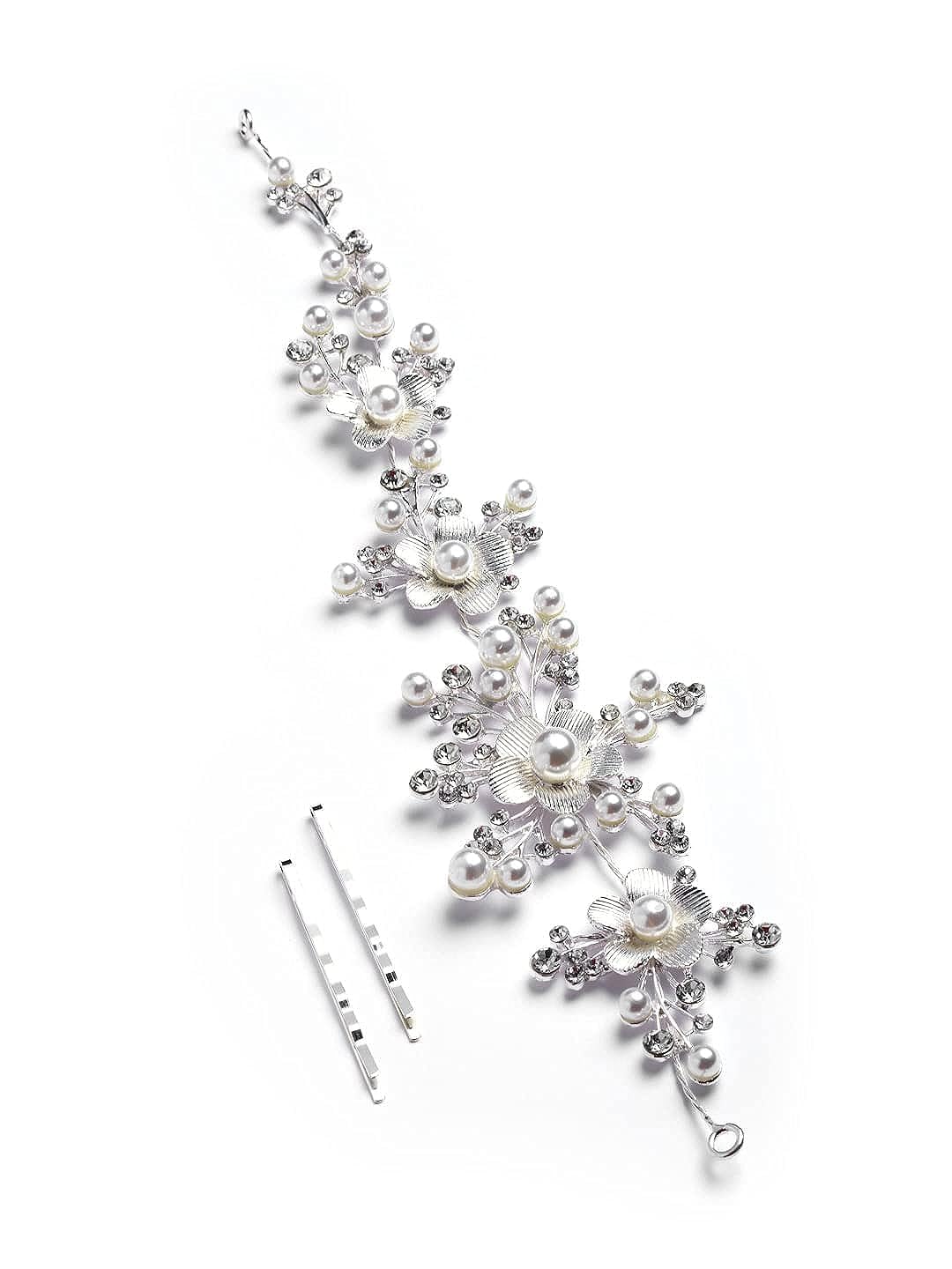 Jolene Wedding Party Bridal Fancy Hair Clip | Tiara for Women | Bridal Hair Accessories (Silver) (HA LH) (B0CVQFBVCN) Amazon Price History, Amazon Price Tracker