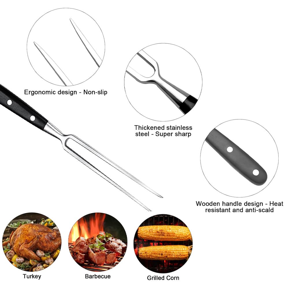 Tenedor de Trinchar Tenedor de Barbacoa con mango Tenedores de Carne de Acero Inoxidable para Parrilla Cocina Cerdo Pavo Asado Cena Fiesta