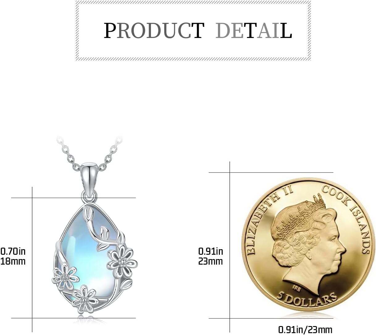 JUSTKIDSTOY Moonstone Necklace 925 Sterling Silver Teardrop Pendant Necklace Jewelry Gifts for Women Girls - Image 2