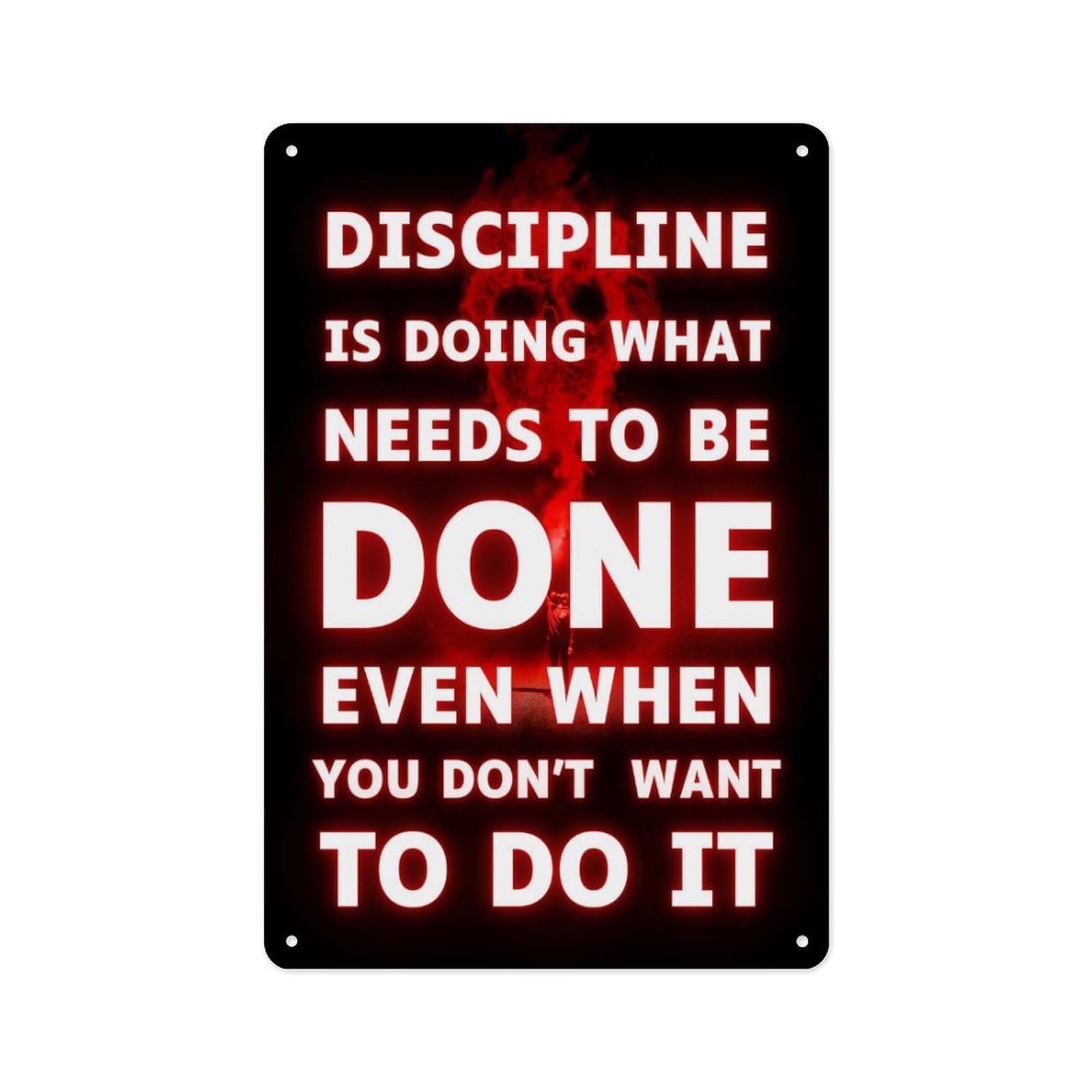 peiyeety Metal Tin Sign 12 X 8 Inch Discipline Quote Poster – Motivational Quote, Metal Plaque, For Cafe Beer Club Gym Office Living Room Wall Inspirational Decorative