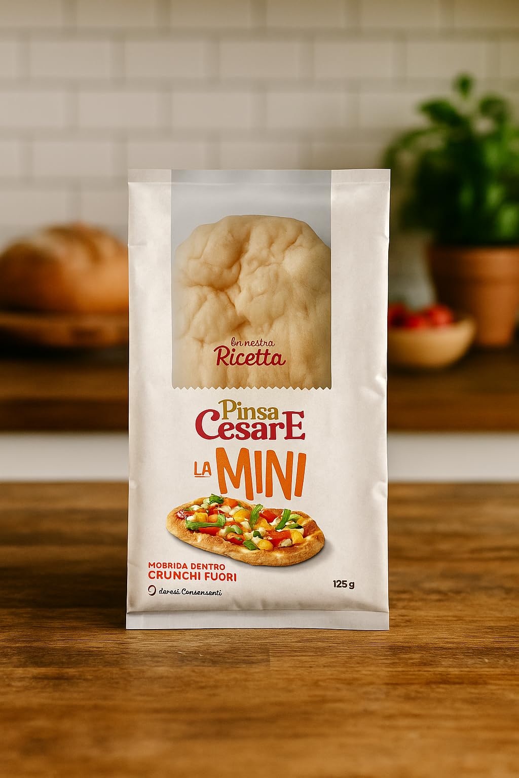 Pinsa Cesare Mini – 12 Basi da 125g – Morbida Dentro e Croccante Fuori – Senza Conservanti – Ideale per Finger Food, Aperitivi, Monoporzione – Pronta in 5 Minuti