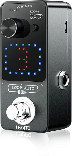 LEKATO Triple Looper Built-in Tuner Synchronous Recording Electric Auto Guitar Loop Effect Pedal Unlimited Overdub 18 Minutes Recording Time Looper Station for Guitars Bass