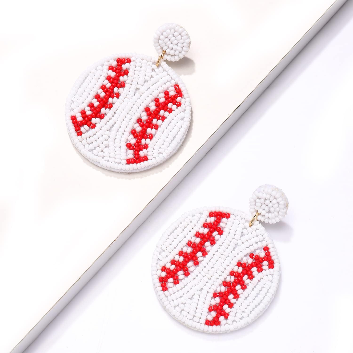 NVENF Beaded Baseball Earrings Sports Earrings for Women Handmade Bead Basketball Drop Dangle Earrings Holiday Party Game Jewelry Gifts - Image 5