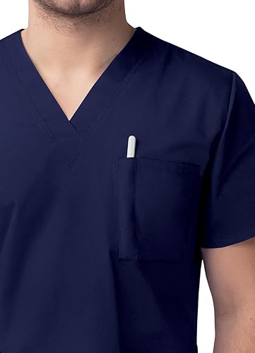 Miniatura 4 de Sivvan Conjunto médico unisex duradero, camiseta clásica con cuello en V y pantalones médicos con cordón para hombres y mujeres, 5 bolsillos