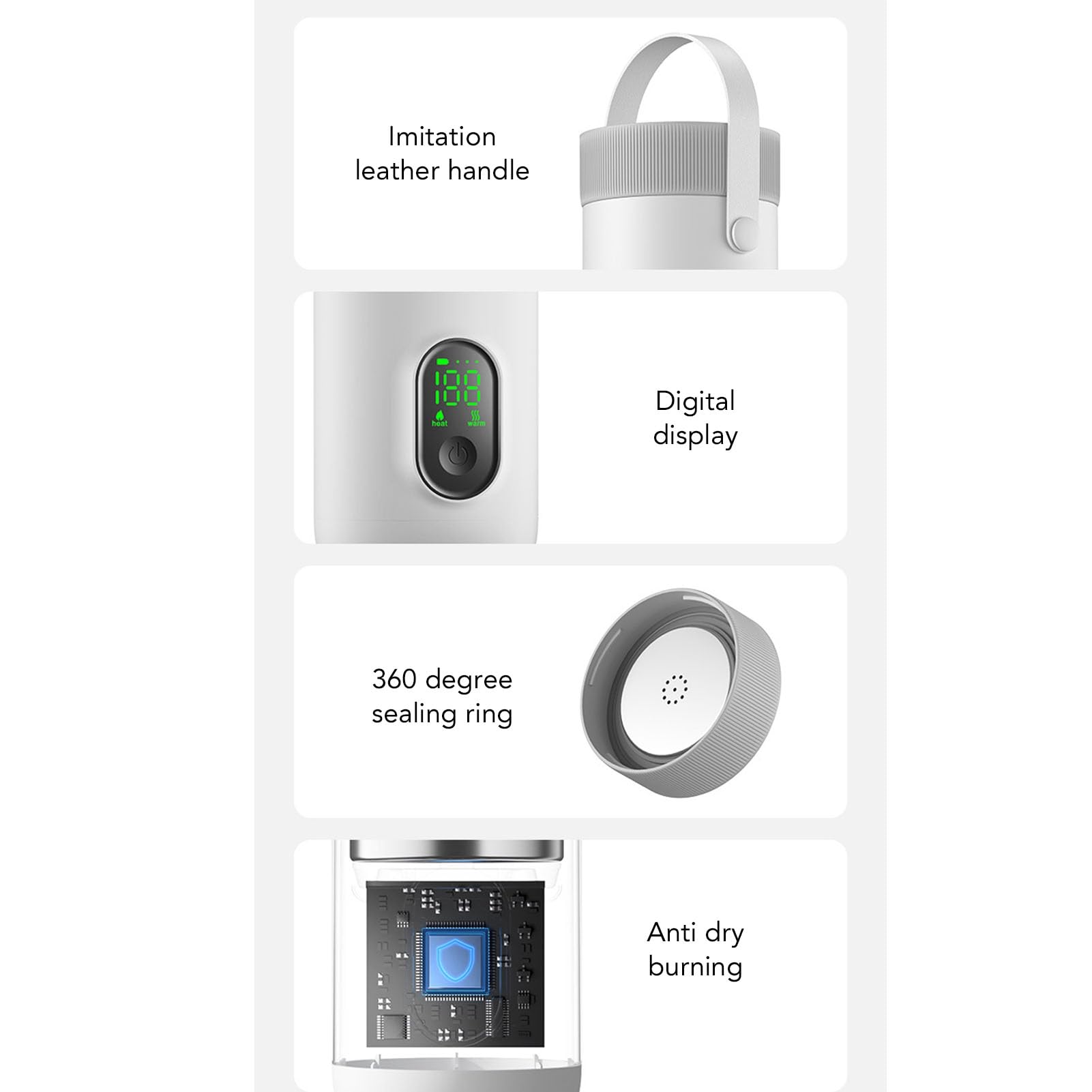 Sxhlseller Przenośny Czajnik Elektryczny 350 Ml, 27000 MAh Bateria - podróż na Zewnątrz, Szybkie Ogrzewanie, Izolacja 12H (wtyczka UE)