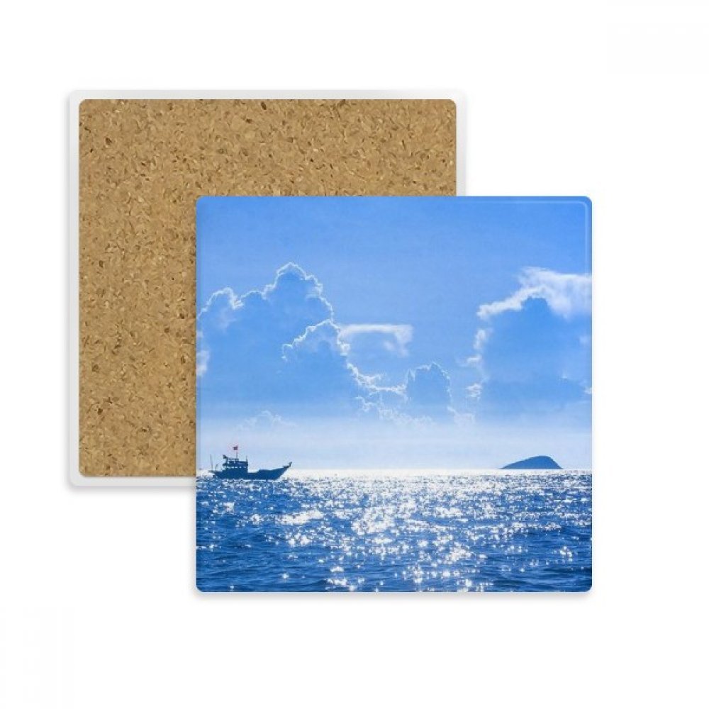 Dessous de verre bateau mer en pierre absorbante pour tasse et mug