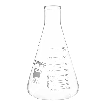 EISCO Erlenmeyer Flask, 1000mL - ASTM, Dual Graduated Scale - Borosilicate Glass - Narrow Neck Flask, Conical Flask, Glass Flask