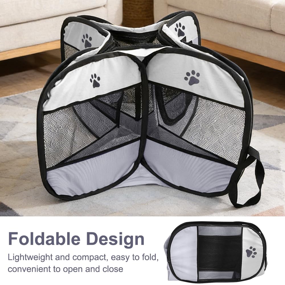 Parc pliable pour animaux, 74 x 74 x 43 cm, en tissu Oxford et filet respirant, pour chiots, pour l'intérieur et l'extérieur, chats, chiens, lapins et petits animaux (griffes grises)