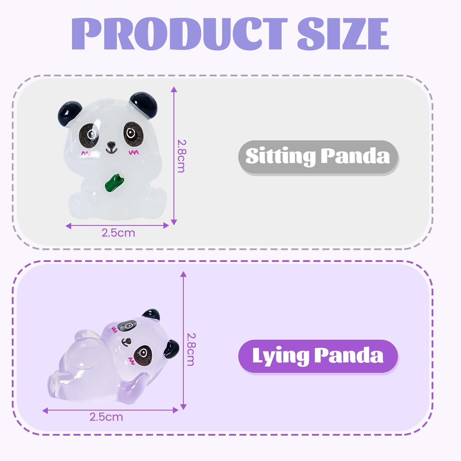 Noaya 35pcs Luminous Mini Resin Pandas - Image 2
