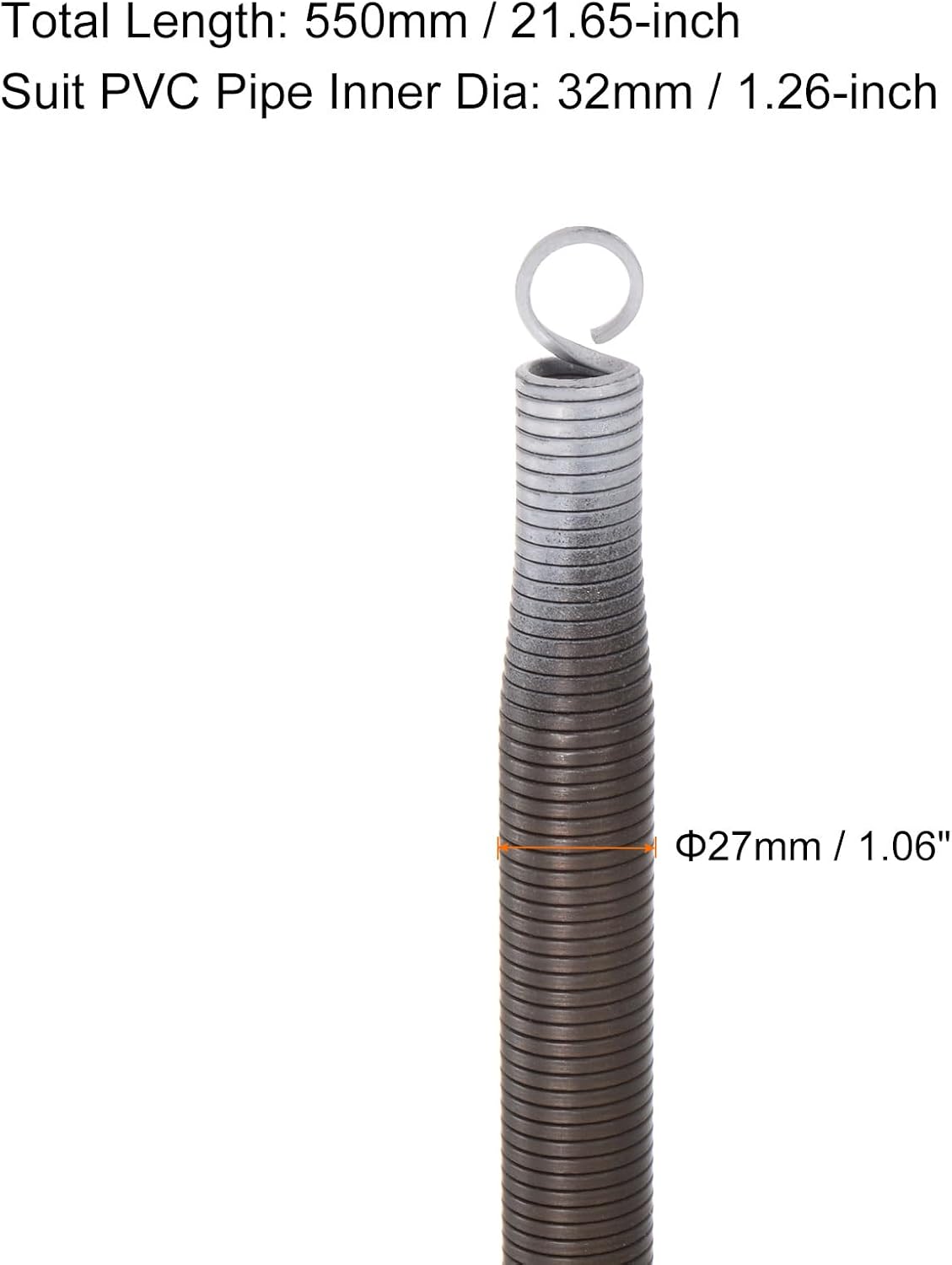 HARFINGTON PVC Spring Tube Bender 27mm OD 550mm Long PVC Conduit Bender PVC Pipe Bender Pipe Bending Spring for PVC Pipe Bending Devices in Home Hydropower, White