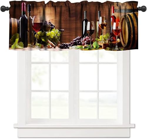 Miniatura 59 de Cenefa de cortina de chef para decoración de ventanas, panel de cortinas cortas con bolsillo para barra de cocina, gourmet en rojo burdeos, cortinas