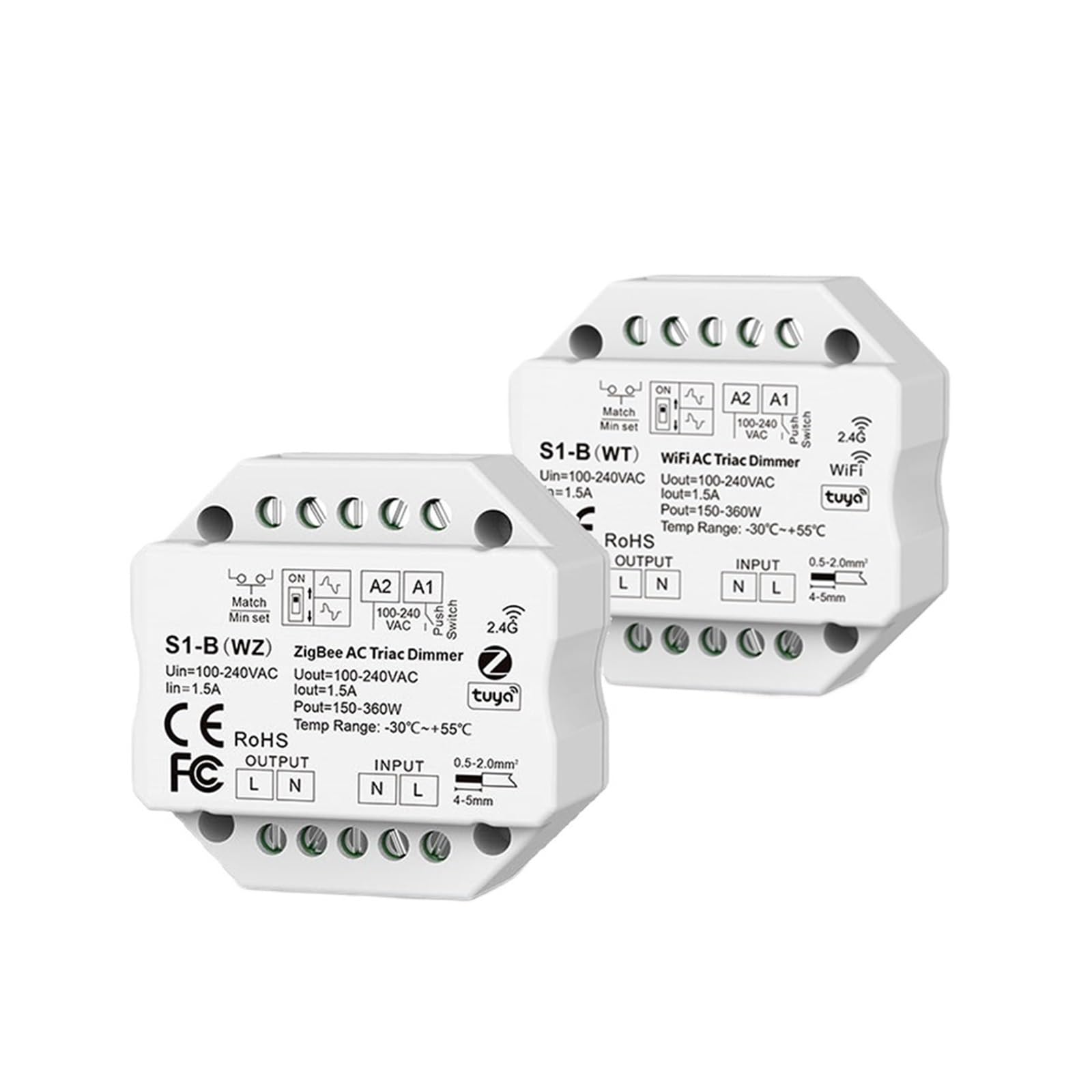 1 szt. Tuya Smart Life WiFi Zigbee RF AC ściemniacz kontroler LED przycisk sterowania 110 V 220 230 bezprzewodowy pilot zdalnego sterowania (TW1B)