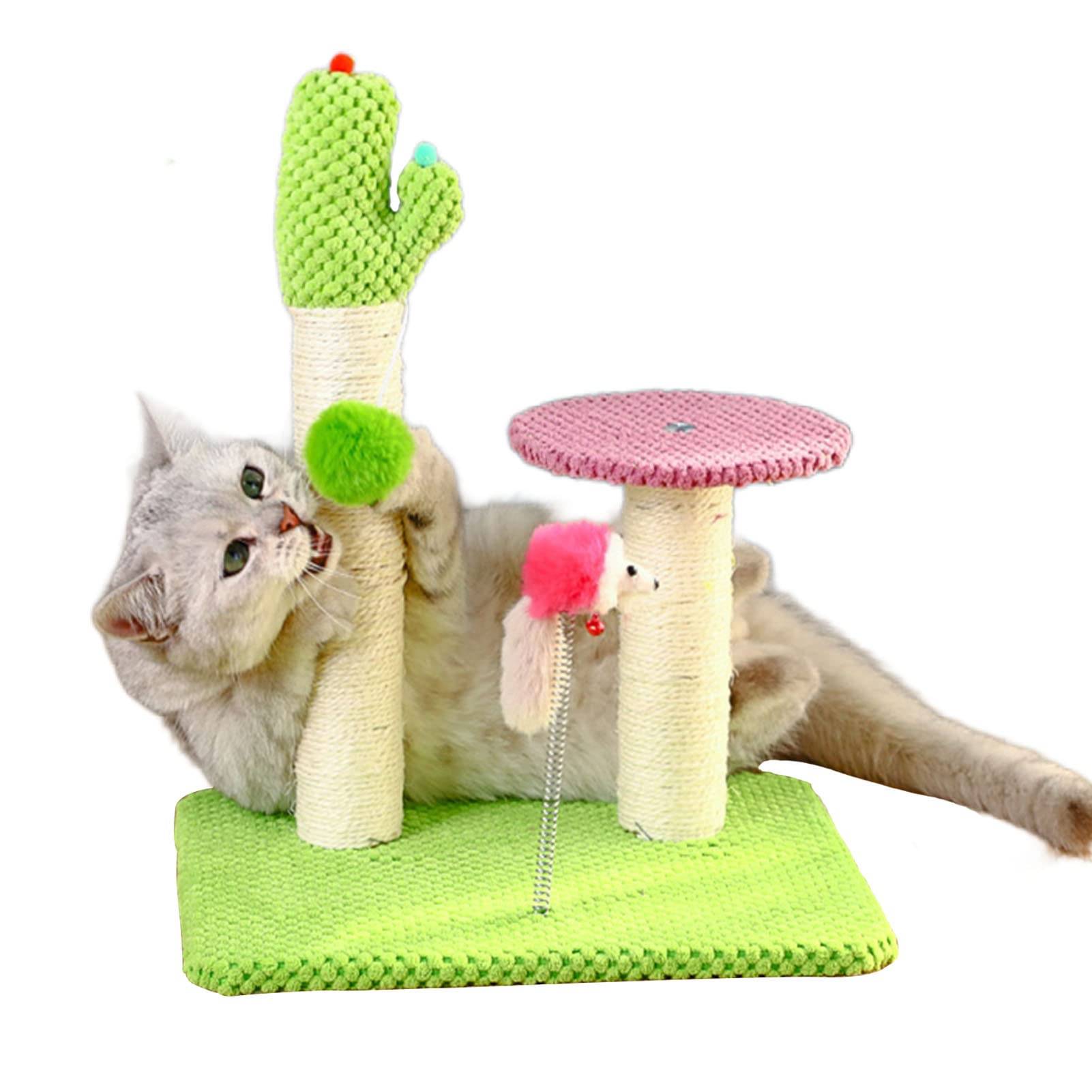 Basics Kattenkrabpaal in de vorm van een cactus met hangende bal, 65 cm, groen Basics Kattenkrabpaal in de vorm van een cactus met hangende bal, 65 cm, groen