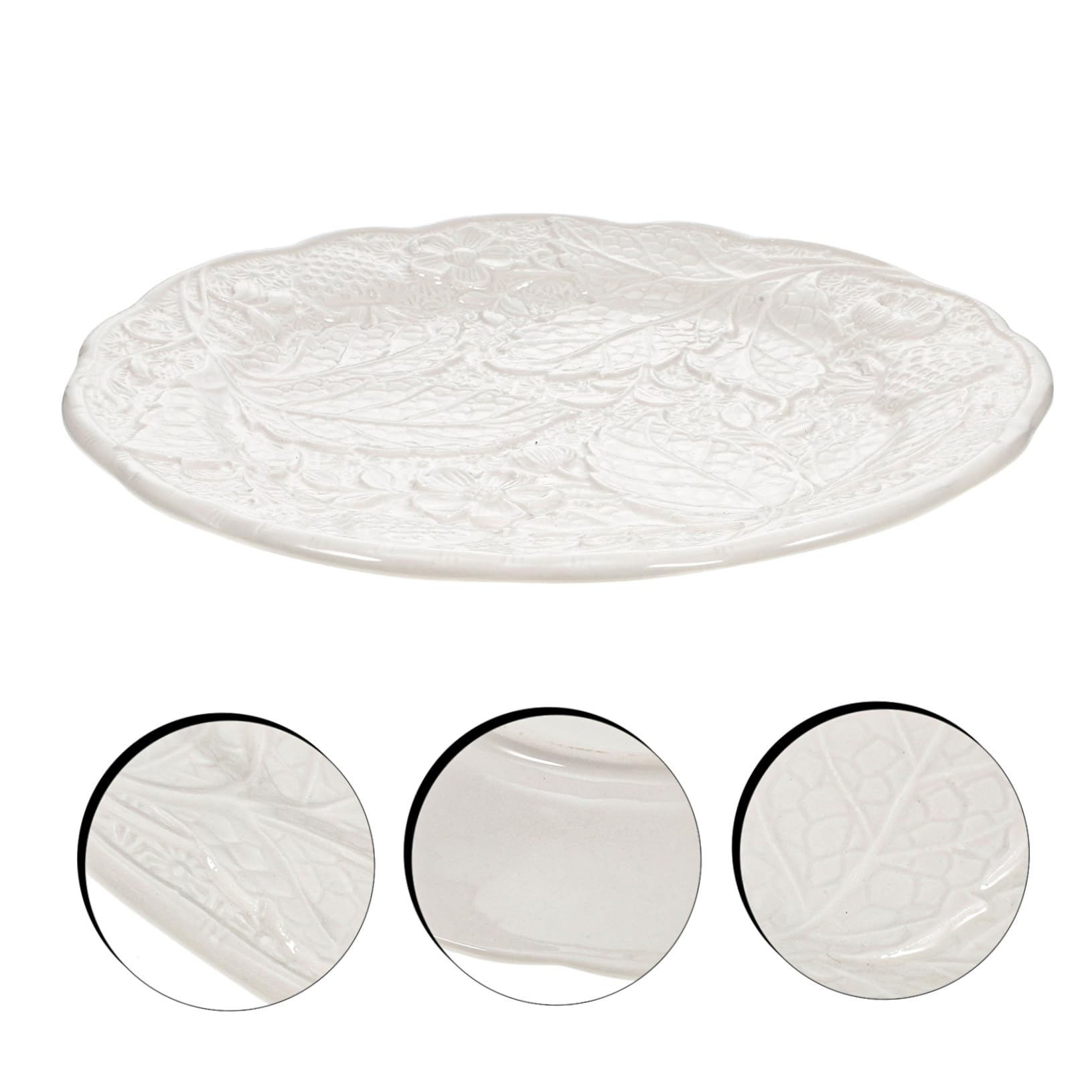 BESTYASH Geprägter Keramik Dessertteller Weiß, Elegant, für Tischdeko | Speiseteller, Geeignet für Hochzeit und Einzug, Festlich zu Weihnachten, Neujahr und Thanksgiving