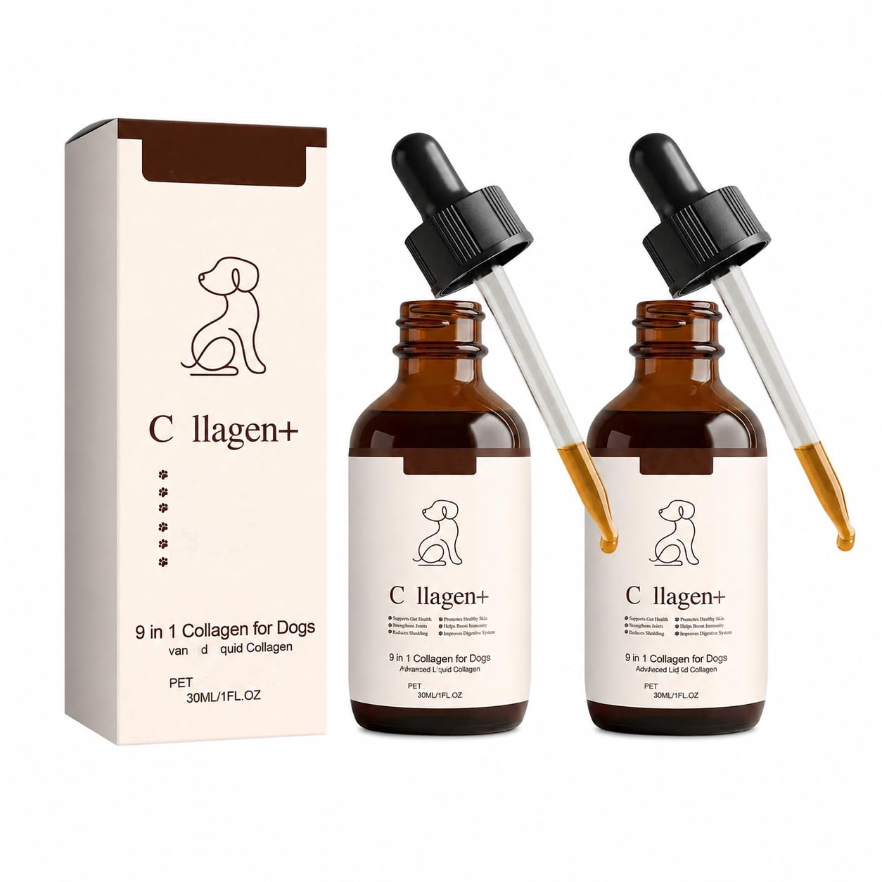 Collagen Drops For Dogs, Noo＋Che 9-In-1 Advanced Liquid Collagen (2pcs)