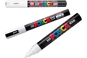 Uni Posca 【WHITE】Fine Point Paint Pen Art Marker with Flow Control Brush...