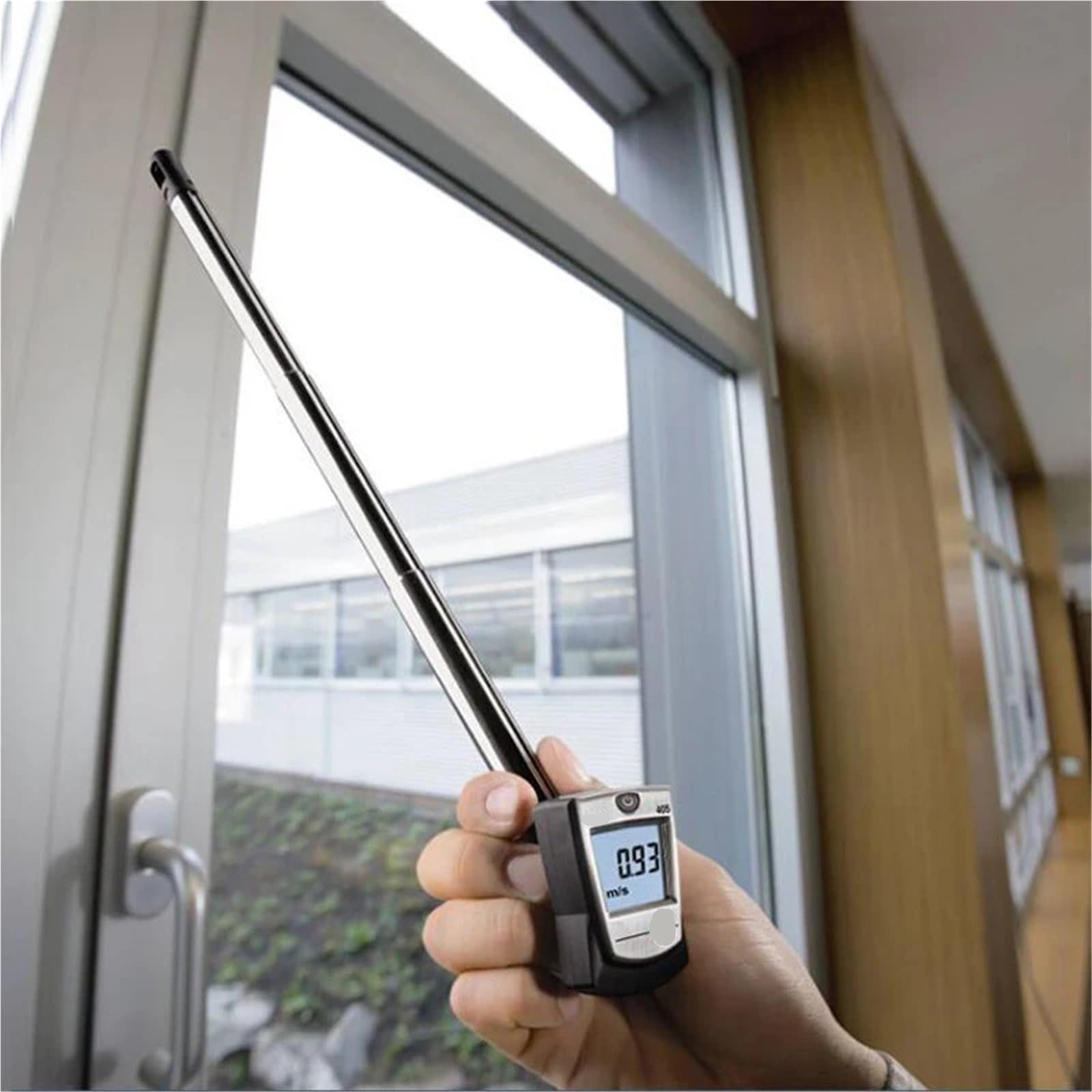 Anemómetro, Anemómetro térmico con soporte for conducto, medidor de temperatura, velocidad y volumen de flujo de aire/viento