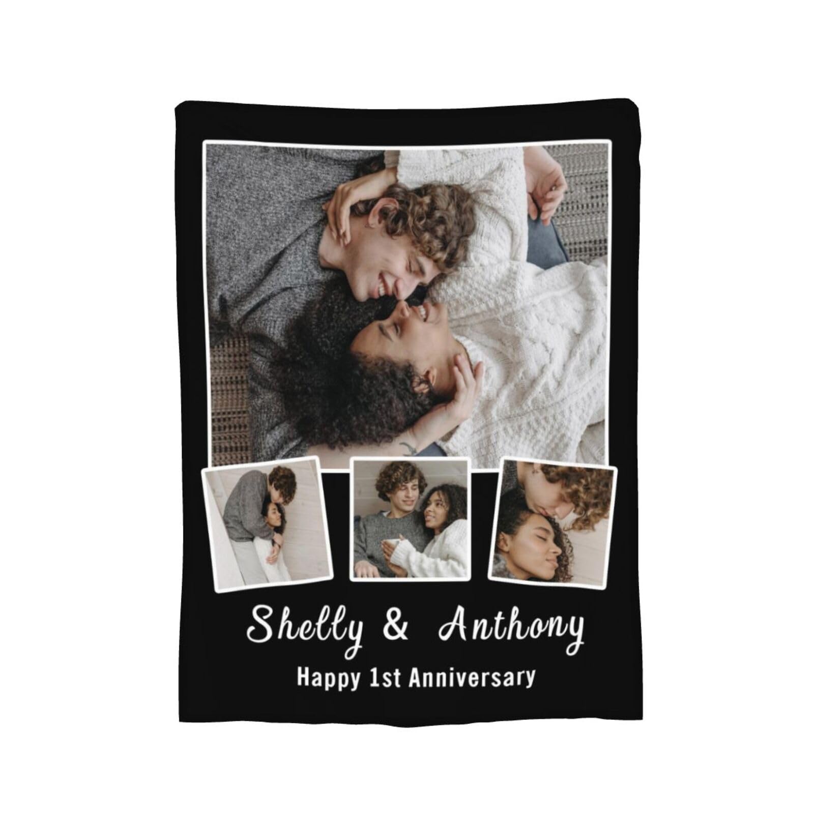 Dfggagdhs Custom Photo Name Cozy Throw blanket,Personalized blanket,Soft Flannel Fabric,Newborn Baptism Present