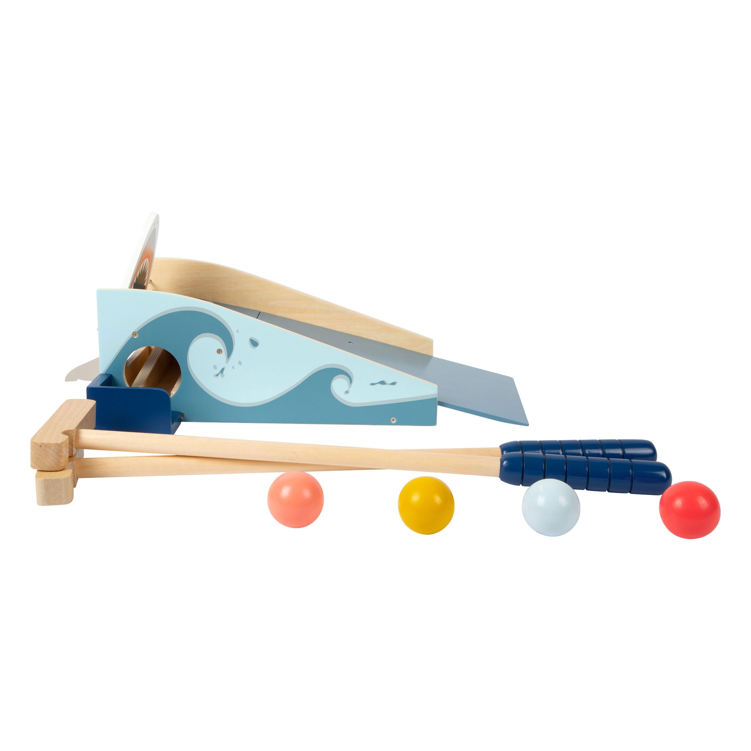 Small Foot Mini Golf Shark Attack in Legno, con meccanismo a Scatto Integrato, da 3 Anni, Art. 11588