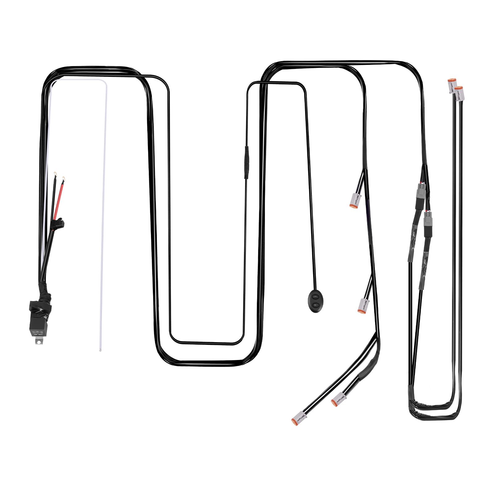 maXpeedingrods Zestaw wiązek przewodów do dużych obciążeń do świateł pomocniczych 480 W sterowanie dotykowe 12-24 V 4-pinowa wtyczka DT 3,6 M+1 m x 2 przewód przedłużający