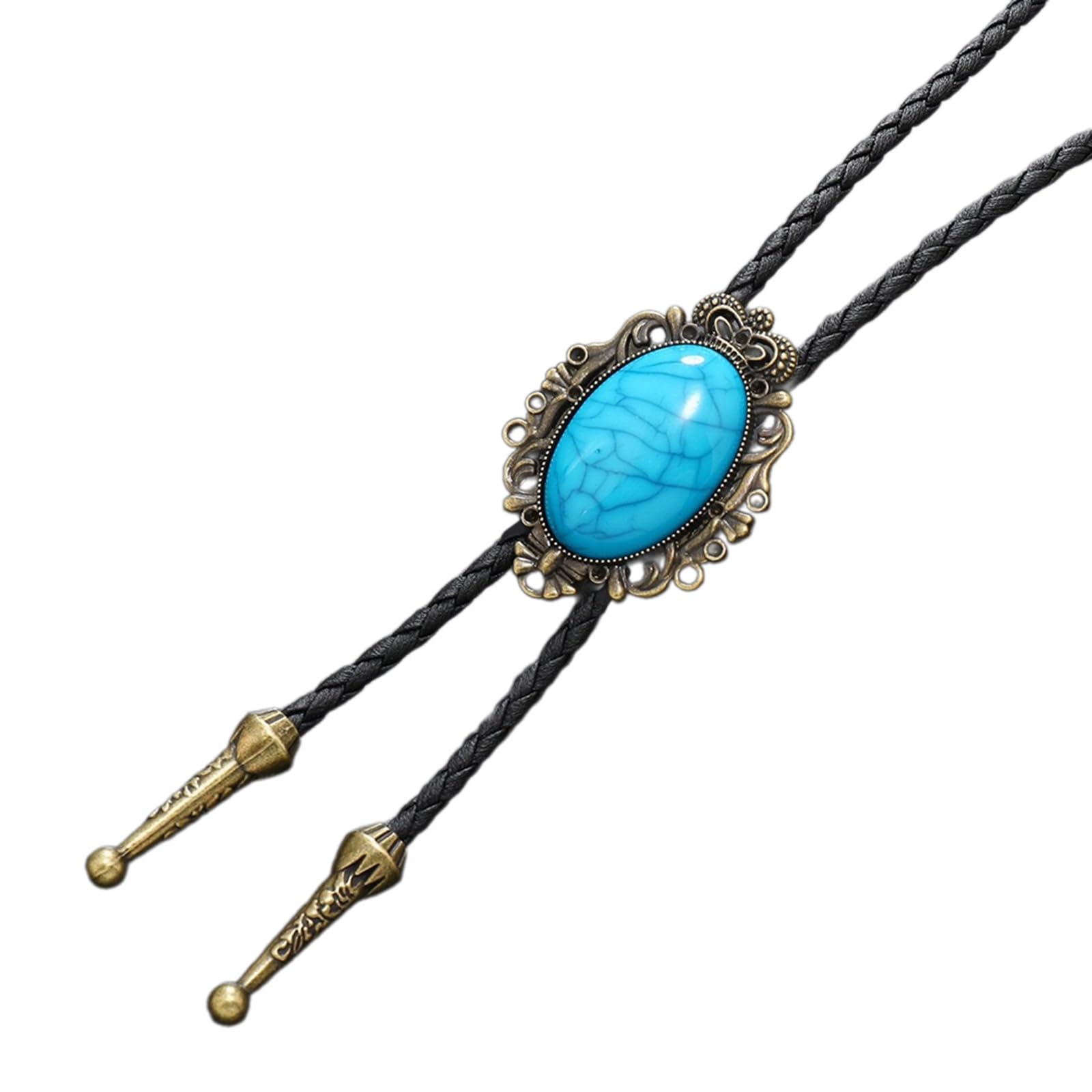 PURPLELILY Bolo Tie For Men Western Cowboy Necktie Turquoise Bolo Tie Pendant Necklace Costume Accessories Vintage Bolo Ties Chain Necklace